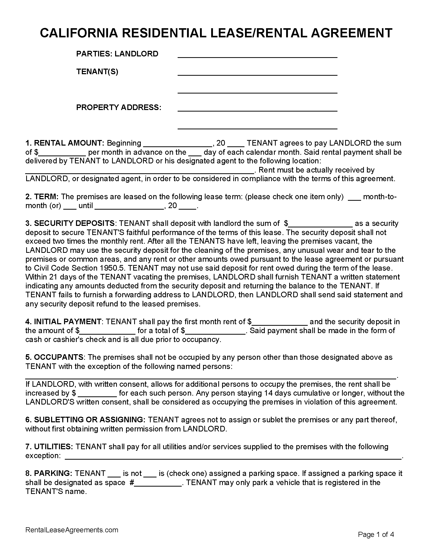 Car Residential Lease Agreement Printable Form Templates And Letter