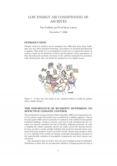 Low Energy Air Conditioning Of Archives Conservation Physics Index