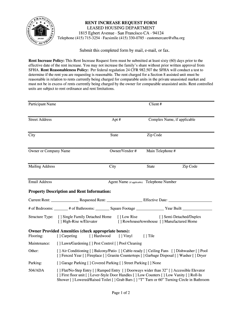 San Francisco Housing Authority Forms Fill Out And Sign Printable PDF 