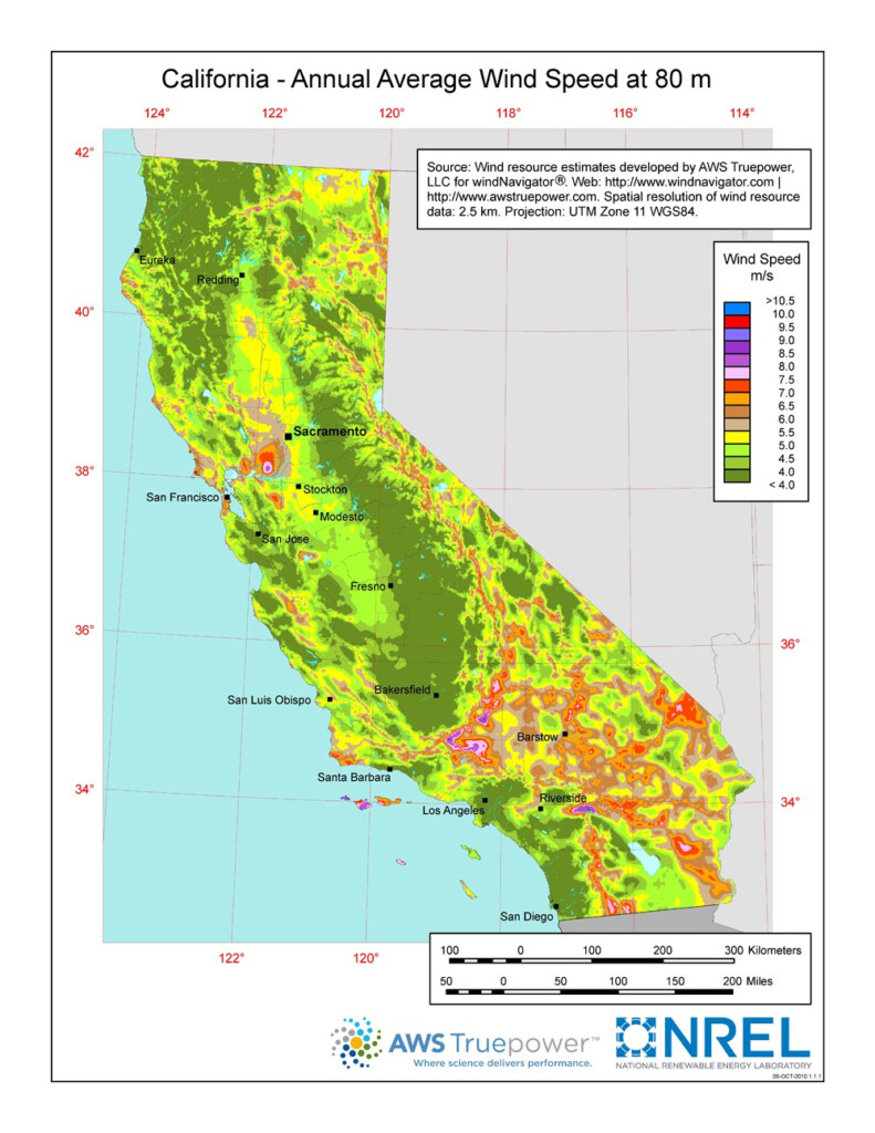 WINDExchange California 80 Meter Wind Resource Map