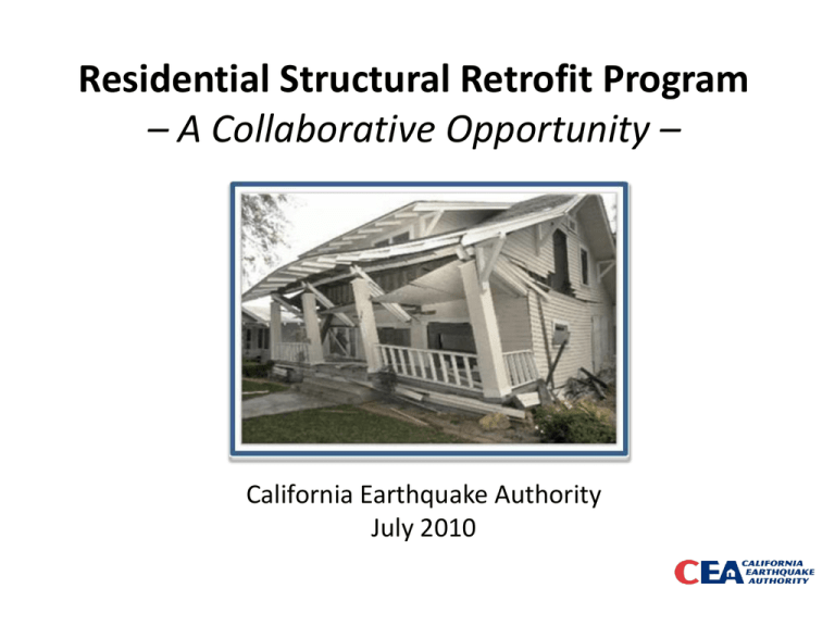 California Earthquake Authority CEA Residential