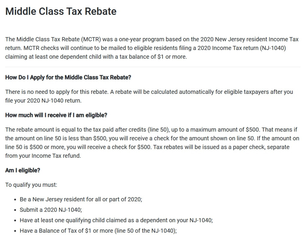 Middle Class Tax Rebate Nj 2023 Tax Rebate